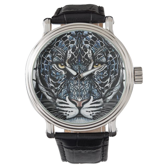 Reloj De Pulsera Panel de vidrio emplomado de Pantera Negra (Anverso)