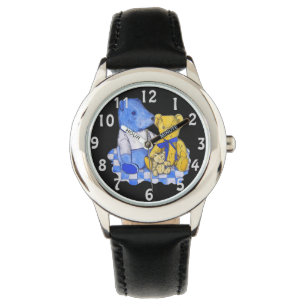 Reloj De Pulsera paño azul de la comida campestre del control con