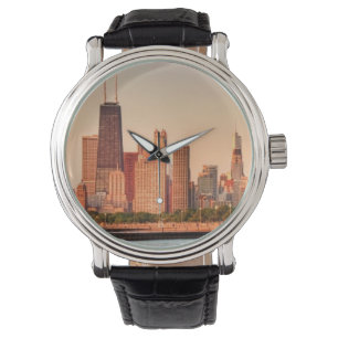 Reloj De Pulsera Panorama del horizonte de Chicago en la salida del