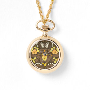 Reloj De Pulsera Pansias amarillas, pájaros y mariposas