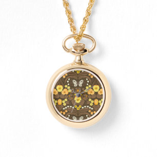 Reloj De Pulsera Pansias amarillas, pájaros y mariposas
