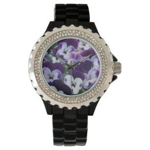 Reloj De Pulsera Pansias Púrpura Y Blanca,