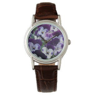 Reloj De Pulsera Pansias Púrpura Y Blanca bonito,