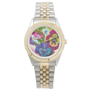 Reloj De Pulsera Pansies coloridos -IA ART