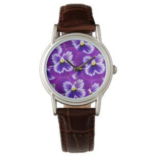 Reloj De Pulsera Pansies Púrpuras En Forma De Mariposas,