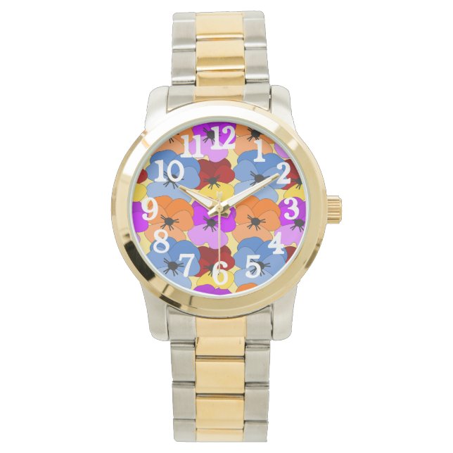 Reloj De Pulsera Pansy Collage (Anverso)