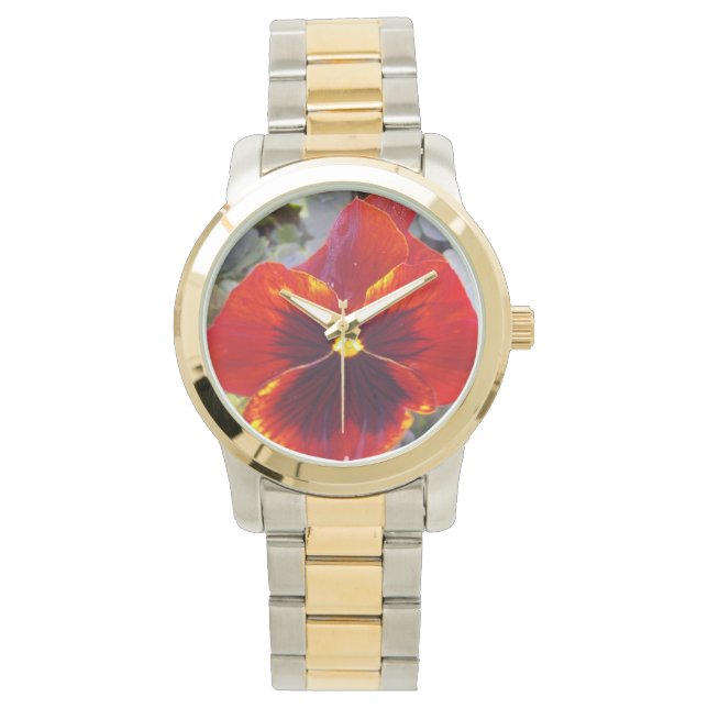 Reloj De Pulsera Pansy rojo brillante, (Anverso)