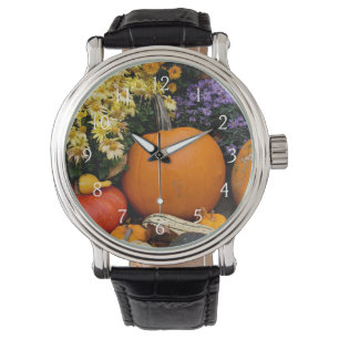 Reloj De Pulsera Pantalla decorativa de calabaza colorida de otoño