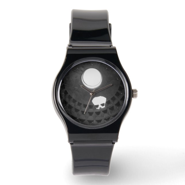Reloj De Pulsera Panteón Cráneo Ligero Roma Italia Negro y Blanco (Anverso)