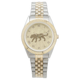 Reloj De Pulsera Pantera marrón con números romanos