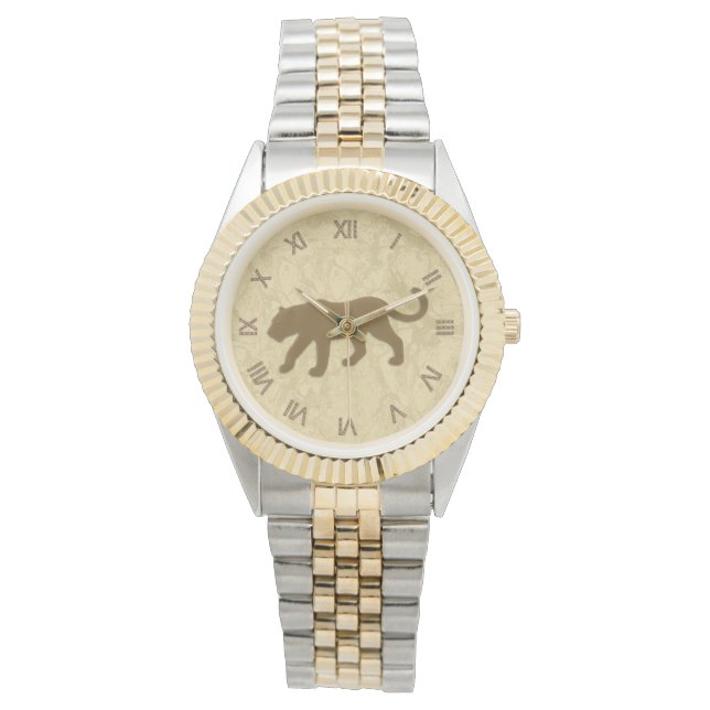 Reloj De Pulsera Pantera marrón con números romanos (Anverso)
