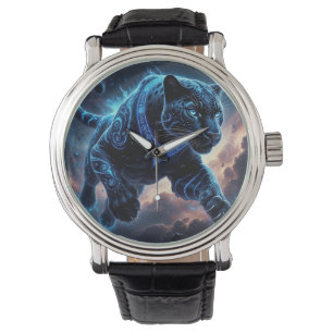 Reloj De Pulsera Pantera Negra Mística con Patrones Brillantes