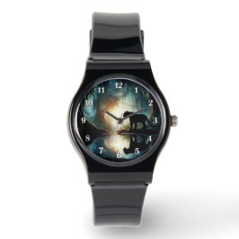 Reloj De Pulsera Pantera negra reflejada en piscina de agua en la s