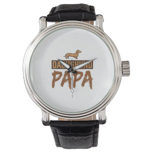 Reloj De Pulsera Papa Dachshund Grabado Vintage Diseño Papá Perro_1