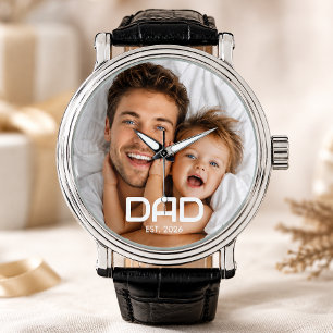 Reloj De Pulsera Papá Estableció Foto Negra Blanca Negrita