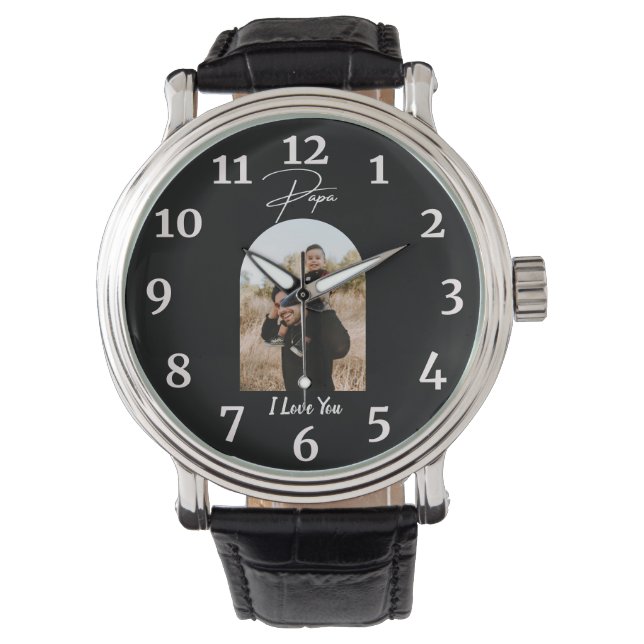 Reloj De Pulsera Papa I Love You Personalized Moderne Photo (Anverso)