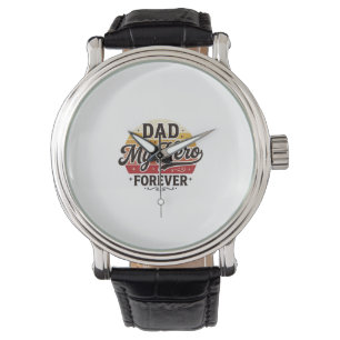 Reloj De Pulsera Papá Mi héroe por siempre Diseño de camiseta retro