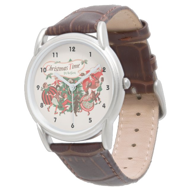 Reloj De Pulsera Papá Noel de Navidad y niños bailando (Angular)