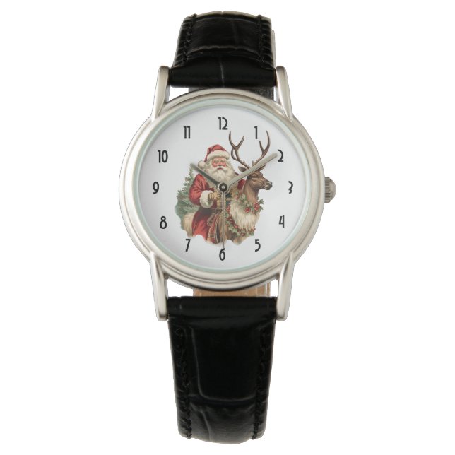 Reloj De Pulsera Papá Noel y los Navidades de renos (Anverso)