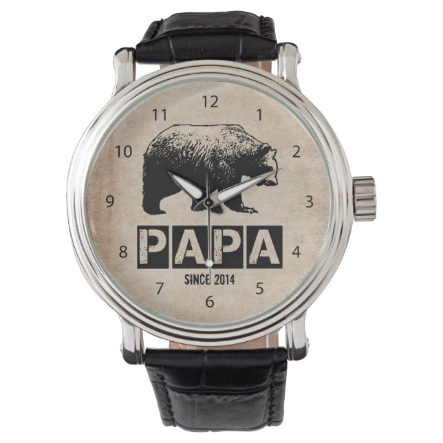 Reloj De Pulsera Papa Oso para papá 2014, negro grunge (Anverso)