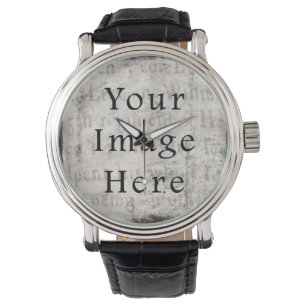Reloj De Pulsera Papel de pergamino de texto de guión negro gris vi