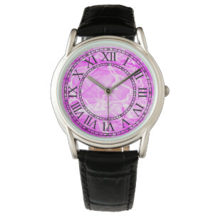 Reloj De Pulsera Papel digital rosado de mármol