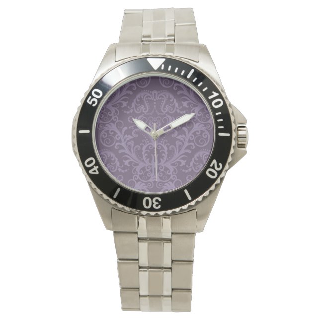 Reloj De Pulsera Papel morado floral 2 (Anverso)