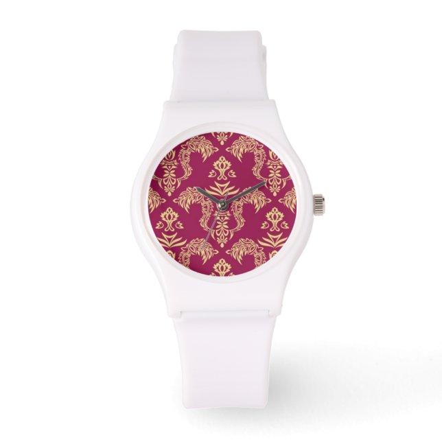 Reloj De Pulsera Papel mural de Damasco 4 (Anverso)