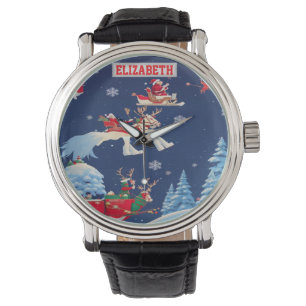 Reloj De Pulsera Papel pintado de Navidad personalizado con foto