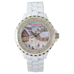 Reloj De Pulsera Papel pintado de Navidad personalizado con foto