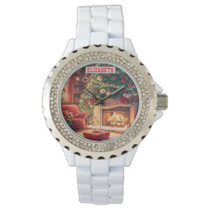 Reloj De Pulsera Papel pintado de Navidad personalizado con foto
