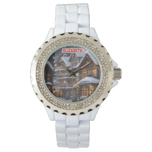 Reloj De Pulsera Papel pintado de Navidad personalizado con foto