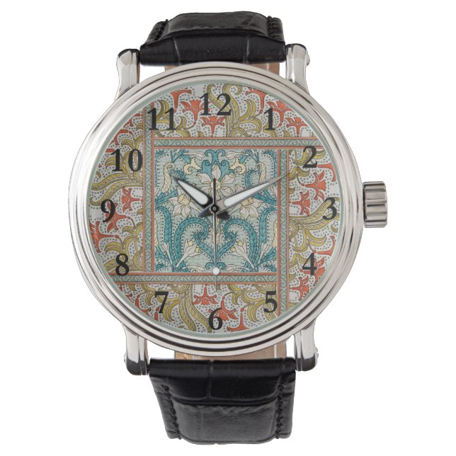 Reloj De Pulsera Papel tapiz de flores de Daffodil chintz art nouve (Anverso)