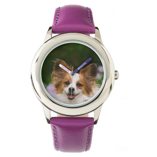 Reloj De Pulsera Papillon Dog Cute Retrato Romántico - Strapwatch (Anverso)