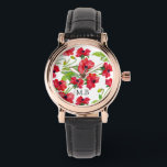 Reloj De Pulsera Paquetes de color rojo de bonito personalizados<br><div class="desc">Patrón de amapola color agua rojo bonito.</div>