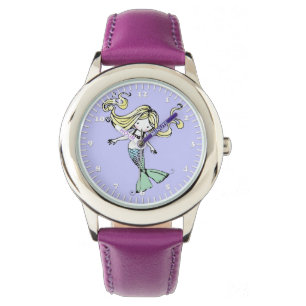 Reloj de pulsera para niñas de sirena pequeña lind