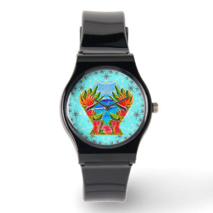 Reloj De Pulsera Paraíso hawaiano dos veces (azul)