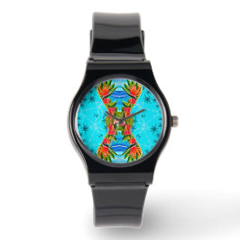 Reloj De Pulsera Paraíso hawaiano dos veces (azul)