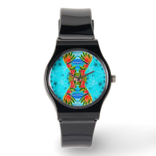 Reloj De Pulsera Paraíso hawaiano dos veces (azul)