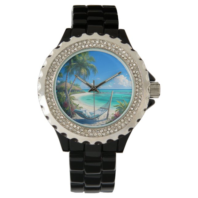 Reloj De Pulsera Paraíso oceánico - Oasis de playa tropical (Anverso)