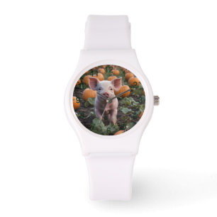 Reloj De Pulsera **"Parche de alegría: un Lechón feliz entre calaba