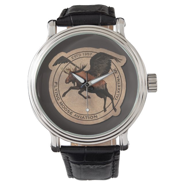 Reloj De Pulsera Parche de Aviación de Moose Volador (Anverso)