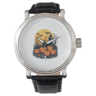 Reloj De Pulsera Parche de calabaza fantasmal - Tee de Halloween re