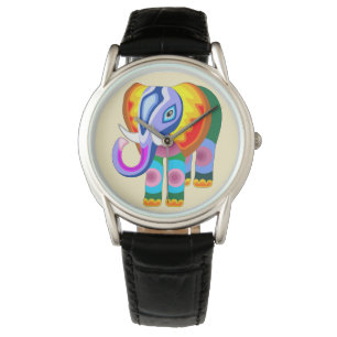 Reloj De Pulsera Parche de los colores del arcoiris del elefante
