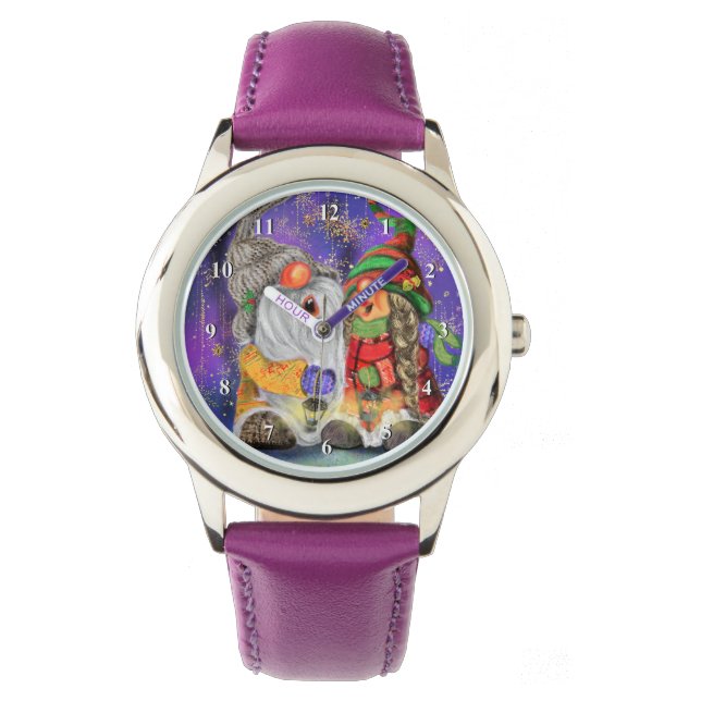 Reloj De Pulsera Pareja abrazó a los gnomos cantando canción feliz  (Anverso)
