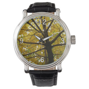 Reloj De Pulsera Pareja de arce amarillo naturaleza otoñal