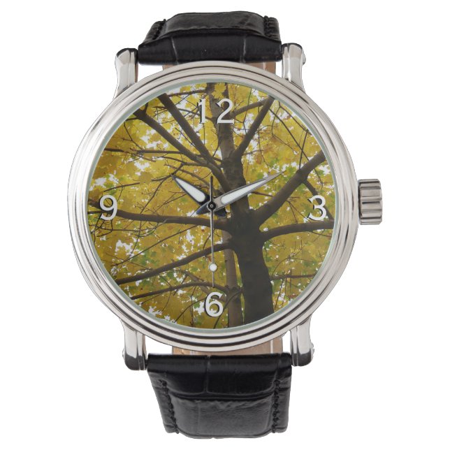 Reloj De Pulsera Pareja de arce amarillo naturaleza otoñal (Anverso)