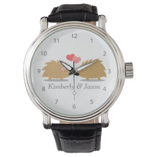 Reloj De Pulsera Pareja de erizos lindos enamorados