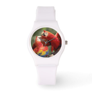 Reloj De Pulsera Pareja de guacamayos escarlata