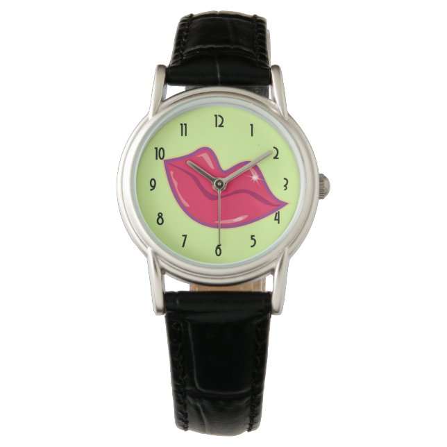 Reloj De Pulsera Pareja de los labios rojos de cerezo (Anverso)